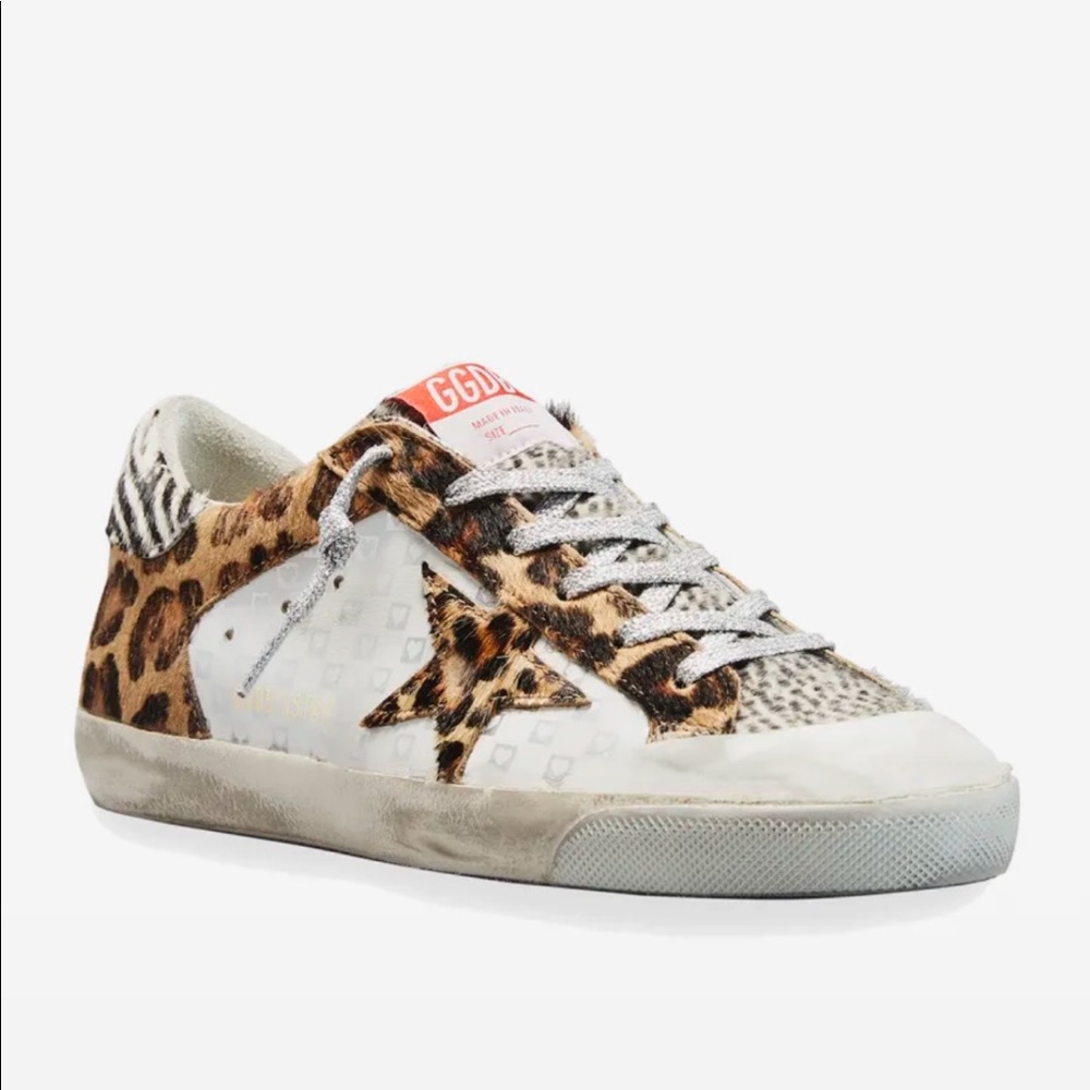 Golden Goose Superstar Animal-Print Fur Heart Sneakers